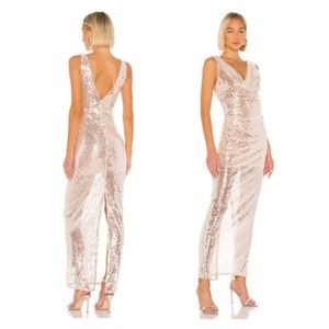REVOLVE Lovers + Friends Sequin Gown in Sheer Pink